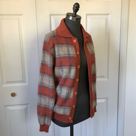 Vintage Plaid Lord Clayton Cardigan, Size M - Picture 3 of 5
